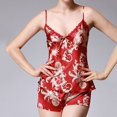 thumbnail image 2 of Gibobby Pijamas Mujer Verano Sexy Pijamas de seda de seda de hielo, camisón de verano para mujer, pantalones cortos con tirantes sexy, traje de dos piezas(Vino,G), 2 of 5