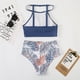 thumbnail image 4 of Bikini de cintura alta con abertura para mujer sexy traje de baño estampado multicolor traje de baño, 4 of 5