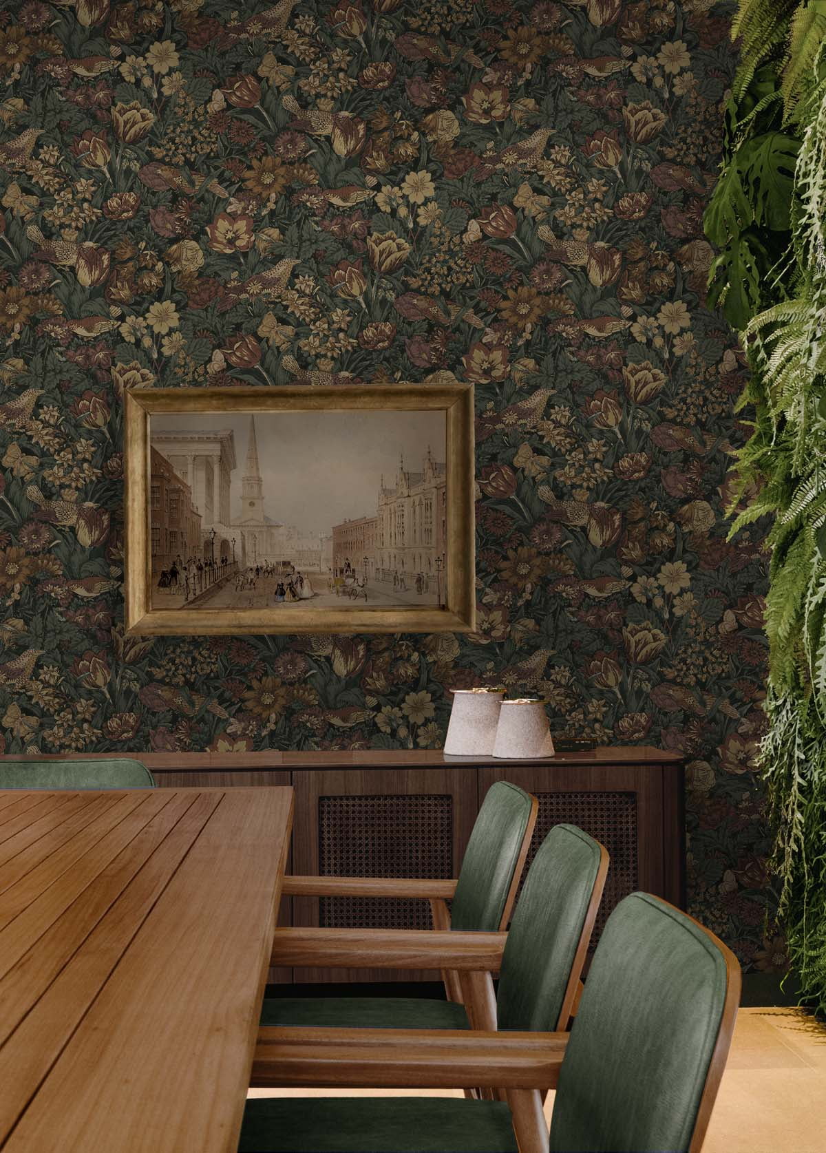 NextWall  Bird Floral Peel and Stick Wallpaper 20.5 in. W x 18 ft. L - Mahogany & Graphite