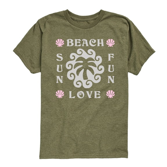 Instant Message - Beach Love Sun Fun - Youth Boys Short Sleeve Graphic T-Shirt