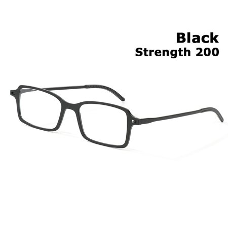 Unisex Comfortable Portable Vintage Reading Glasses Ultra Thin Frame Eye Protection Anti-Blue Light Eyeglasses BLACK STRENGTH 20