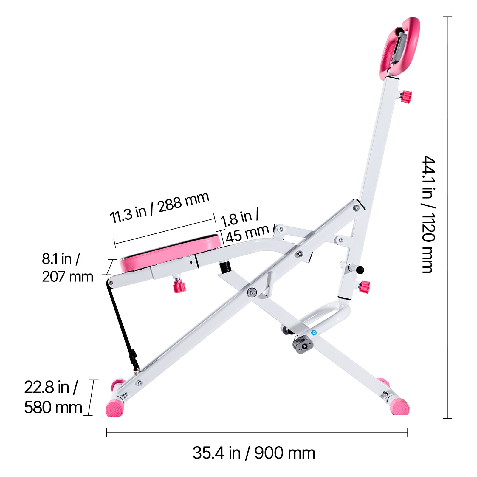VEVOR Squat Machine, Deep Squat Rowing Machine for Home, Easy Setup & Foldable Exercise Equipment, Glute Trainer Machine with 3 High-Strength Resistance Bands, Glutes & Leg Home Workout Machine,White