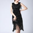 thumbnail image 3 of Efsteb Summer Dresses for Women Crew Neck Temperament Tassel Sequin Tank Dress Fashion Casual Sundresses Comfy Sleeveless Loose Classic Solid Color Spring Dresses (Black,XL), 3 of 9