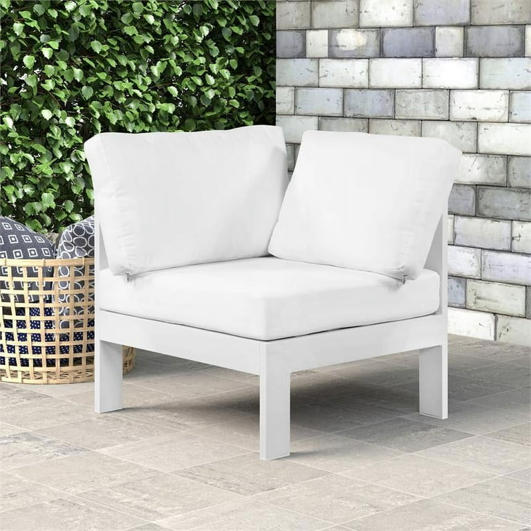 Meridian Furniture Nizuc Outdoor Patio White Aluminum Modular Corner Chair Meridian Furniture Nizuc Outdoor Patio White Aluminum Modular Corner Chair