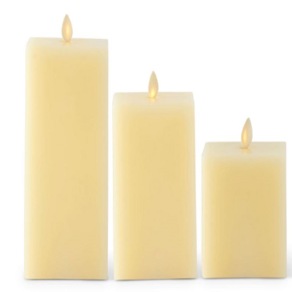 Luminara Large Indoor Flameless Square Candles Set of 3 with Remote