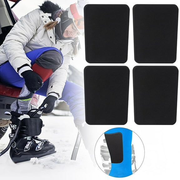 CurioCo 4Pcs Memory Foam Ski Shin Protectors 5mm Thick Cuttable Snowboard Boot Shin Guards Tapered Comfort Pads for Pain Relief & Boot Irritation
