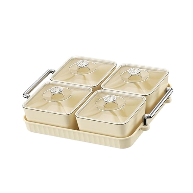 Bandeja para servir dulces, cuencos extraíbles, tarros de condimentos de cocina, platos para aperitivos, bandeja para servir dulces y nueces, fiestas 4 tazones BLESIY Bandeja de condimentos