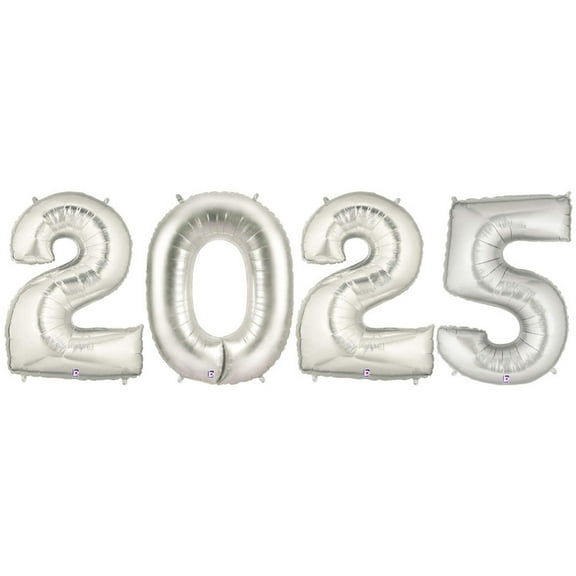 40 inch Betallic 2025 - Megaloon Numbers Kit Silver Foil Mylar Balloon - Party Supplies Decorations