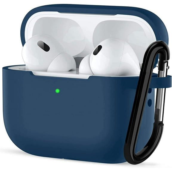 for Airpods Pro 2nd Generation Case Cover 2022, Soft Silicone Skin Shock-Absorbing Protective Case Cover for Apple Airpods Pro 2nd Gen with Keychain, Front LED Visible (Navy Blue)
