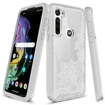 Moto G Stylus Case, Moto G Pro Case, KAESAR Graphic Design Shockproof Impact Resistant Protective Full-Body Rugged Clear Hybrid Bumper Case for Moto G Stylus/G Pro (Lace Flower)