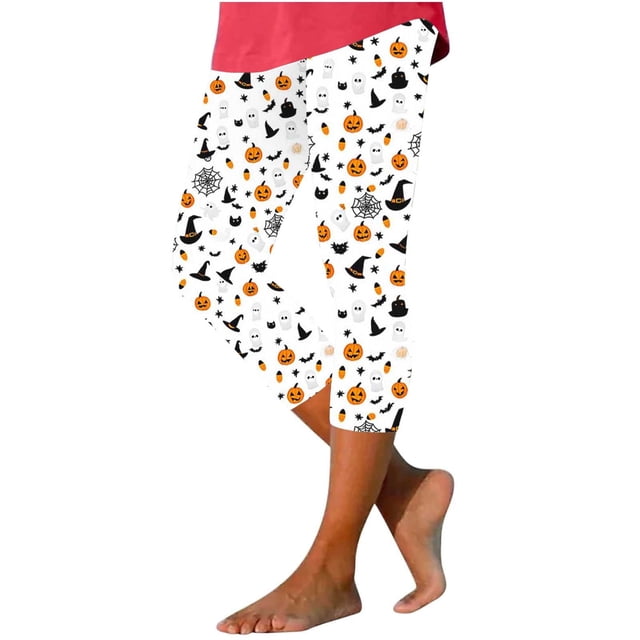 ZACPNCV Leggings Capris d'Halloween pour Femmes Extensibles Imprimés Collants Multicolores