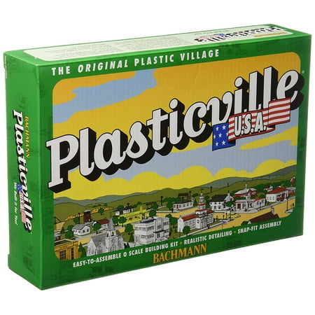Plasticville U.S.A. Log Cabin with Rustic Fence, Un-assembled Plasticville U.S.A. building kit By Bachmann