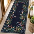 thumbnail image 2 of Washable 2x6 Runner Rugs, Large Living Room Rug, Non-Slip Soft Floral Rugs for Bedroom, Botanical Area Rug Carpet for Dining Room Guest Room (Blue,2'x6'), 2 of 7