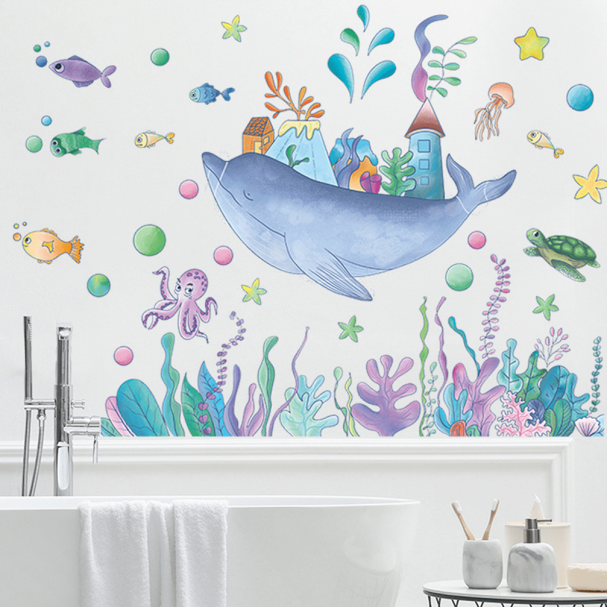TIMPCV Under The Sea Wall Decals Fish Underwater Wall Stickers for Kids