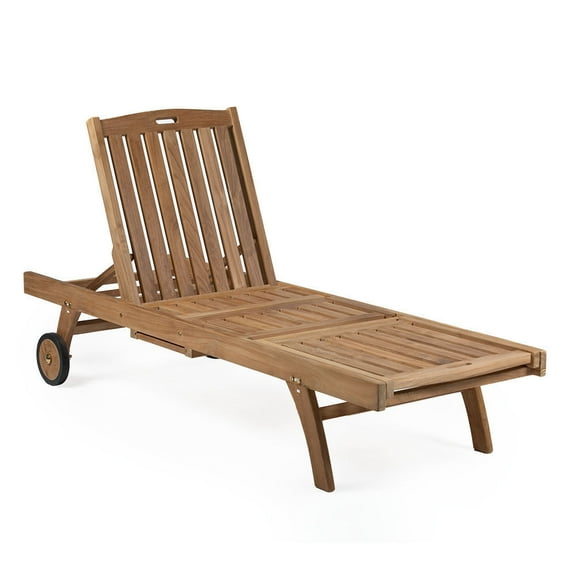 Ash & Ember Grade A Teak Reclining Sun Lounger, Four Adjustable Backrest Position, Fold-Up Knee Positions, Pull-Out Tray, Weather-Resistant Outdoor Solid Wood Patio Furniture