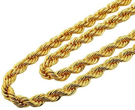 TUOKAY 18K Gold Rope Chain Necklace 