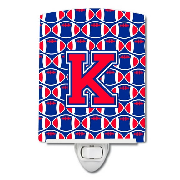 Letter K Football Harvard Crimson and Yale Blue Ceramic Night Light