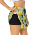 thumbnail image 2 of Bixox Women's Lemon Seamless Pattern Oil Painting Effect pattern 2 in 1 Running Shorts - Lightweight Athletic Workout Gym Yoga Shorts Liner with Pockets - Small, 2 of 7