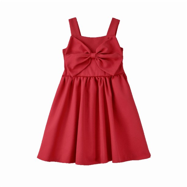 FLORY Vestido con Moño para Niña | Vestido casual para Niña | 0152, Rojo, M