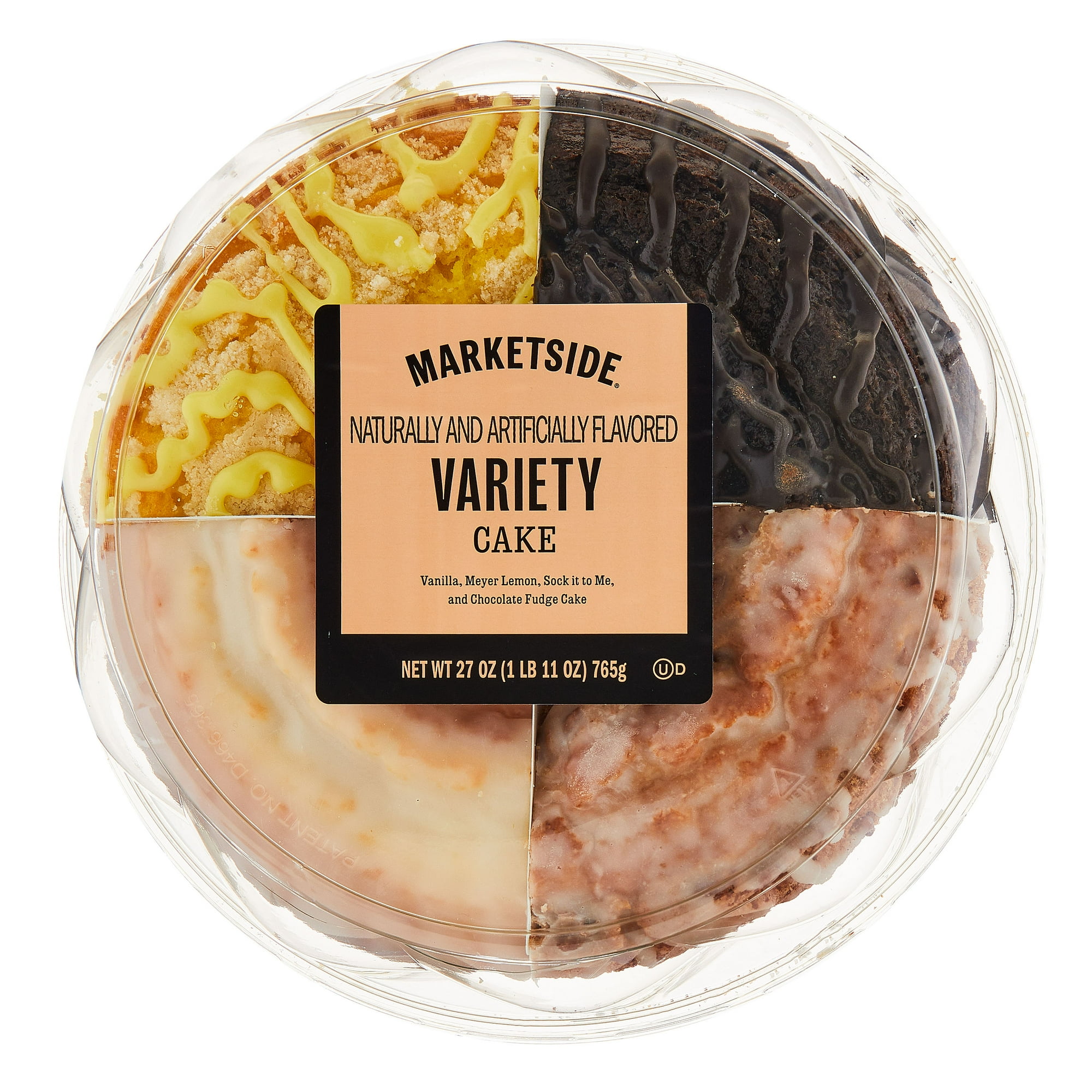 Marketside Variety Creme Cake (Vanilla, Meyer Lemon, Sock It to Me and Chocolate Fudge), 27 oz