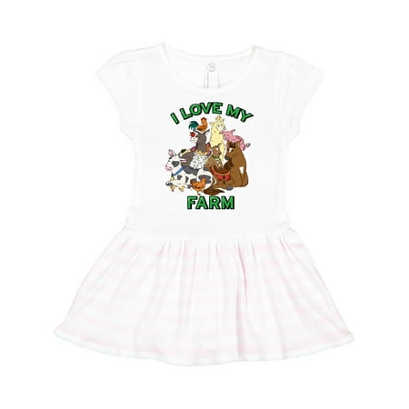 

Inktastic I Love My Farm with Happy Farm Animals Gift Toddler Girl Dress