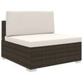 thumbnail image 1 of vidaXL Sectional Middle Seat with Cushions Poly Rattan Brown, 1 of 4