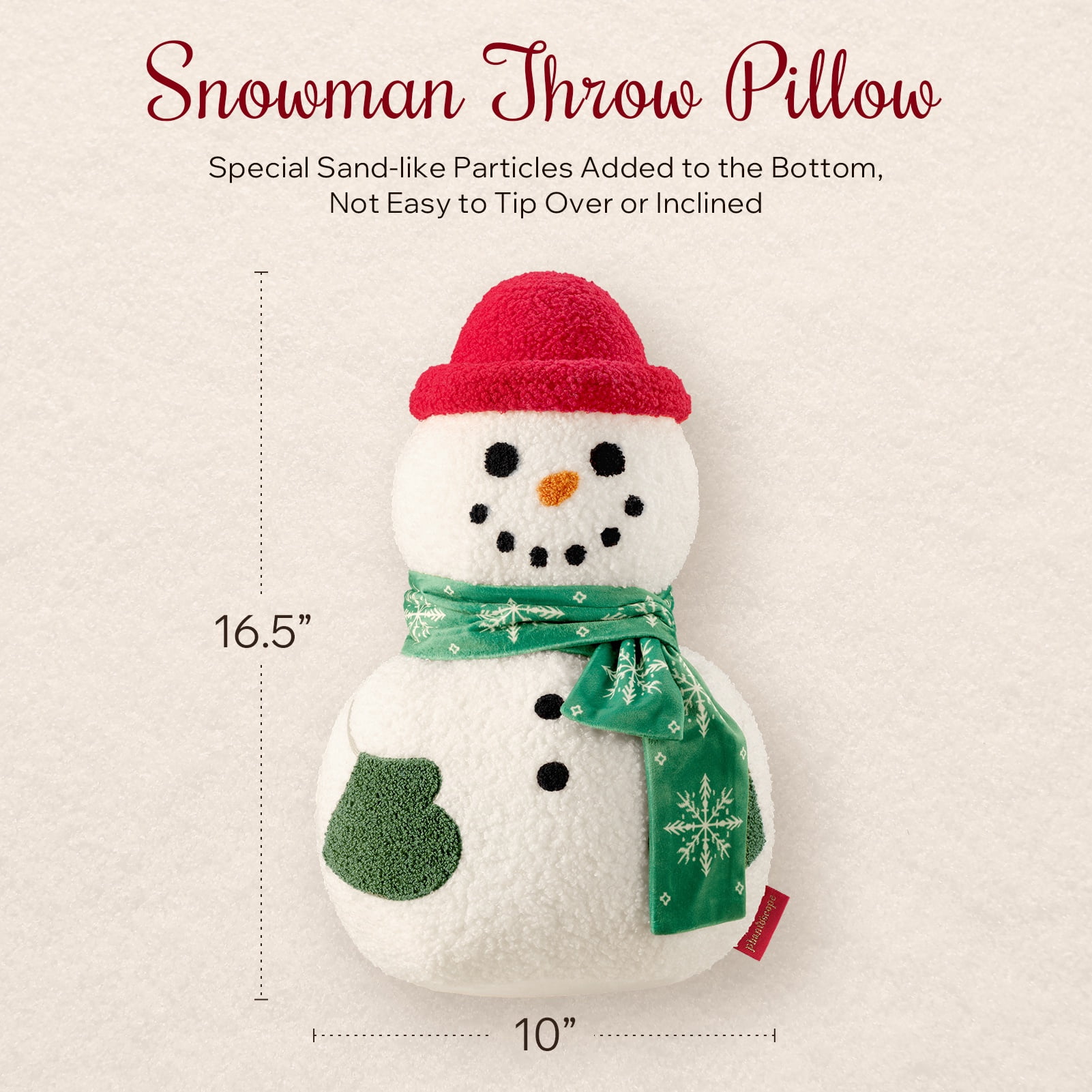 Phantoscope Christmas Series Decorative Snowman Boy Polyester Decorative Pillow,green,16.5 x 10.5 inch
