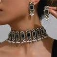 thumbnail image 2 of Vintage Rhinestone Indian Jewellery Set for Women Boho Punk Choker Necklace Tassels Pearl Bead Dangle Earring Crystal Wedding Prom Gemstone Traditional Bollywood Ethnic Charms Gift for Mom Xmas, 2 of 6