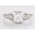thumbnail image 2 of Antique Style Filigree Engagement Ring, 14K White Gold Plated, Art Deco Wedding Ring, 1.2 Ct Round Brilliant Cut Simulated Diamond, Gorgeous Anniversary Gift For Her, 2 of 4