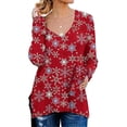 thumbnail image 1 of Mujer Tops Manga Larga Con Cuello En V Ropa De Niña Cremallera Lateral Dividida Suéter Femenino Casual Suelto, Rojo, L Kearding AP003996-09, 1 of 5