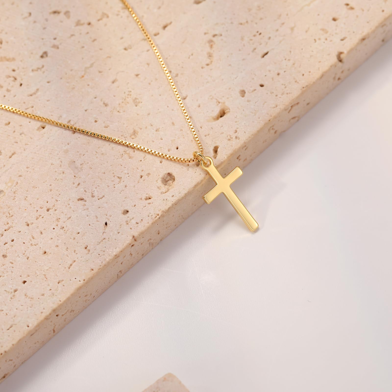 GOSFRY Dainty Cross Necklace with 14K Gold Plating photo 7