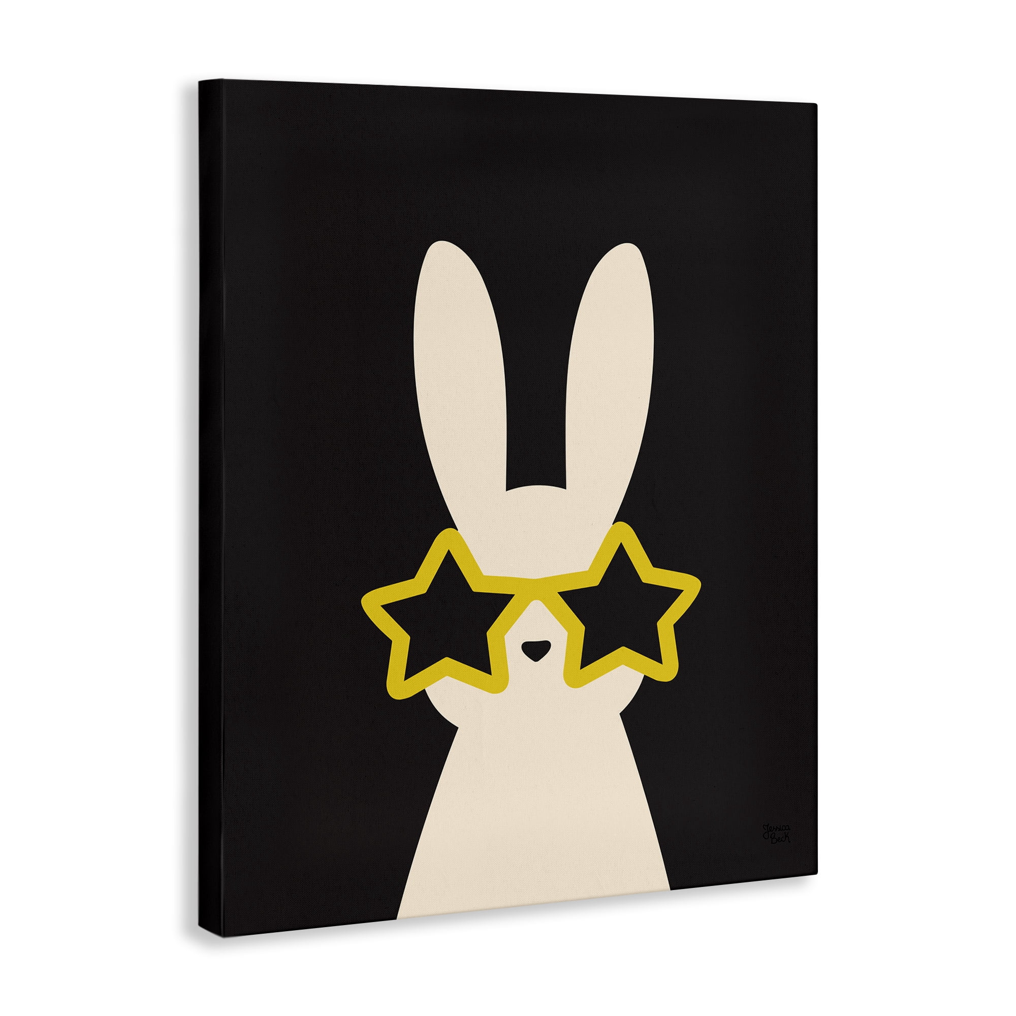 Stupell Industries Rabbit with Star Glasses Animals Painting Wrapped Canvas Art Print Wall Art, 30 x 40