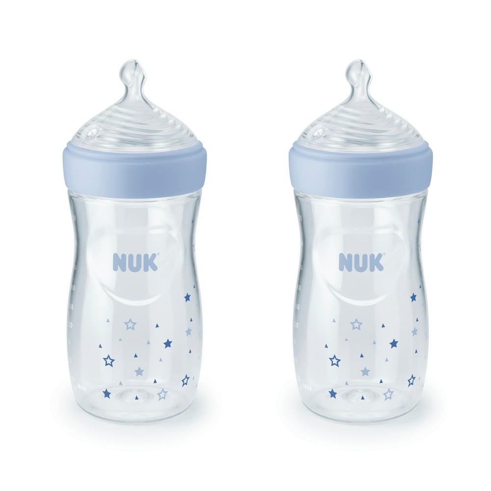 NUK Simply Natural Baby Bottles, 9 oz, 2-Pack, Boy