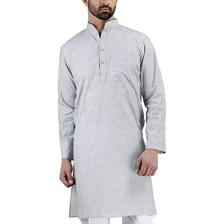 

Royal Kurta Men s Khadi Linen Casual Long Kurta Grey