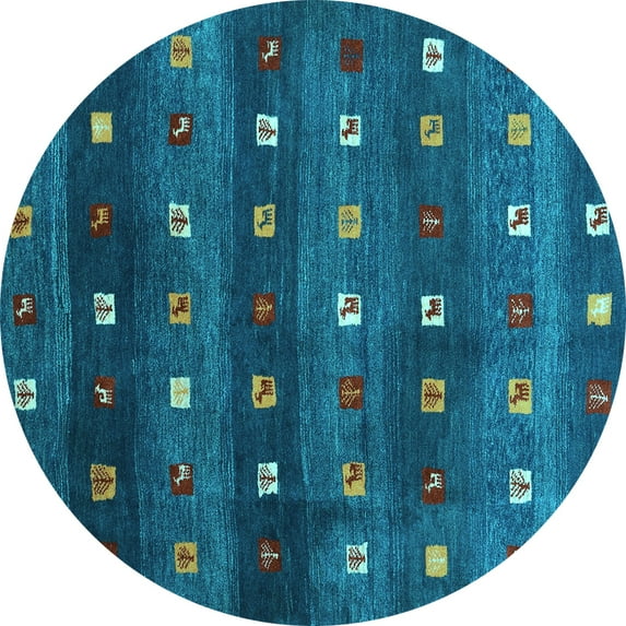 Ahgly Company Indoor Round Abstract Light Blue Contemporary Area Rugs, 7' Round