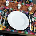 thumbnail image 2 of Day of The Dead Skull Placemats Mexican Style Table Mats Colorful Flower Skull Table Placemat Heat-Resistant Dinner Mats for Dia De Los Muertos Halloween Home Kitchen Supplies, 4Pcs, 2 of 5