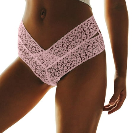 

XINSHIDE Ladies Lace Panties Pink Transparent Briefs 1-Pack Sexy Underpants