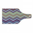 thumbnail image 1 of Chevron Cutting Board, Chevron from Small Strikes Horizontal Stripes in Contemporary Design, Decorative Tempered Glass Cutting and Serving Board, Wine Bottle Shape, Purple Khaki Blue, by Ambesonne, 1 of 1