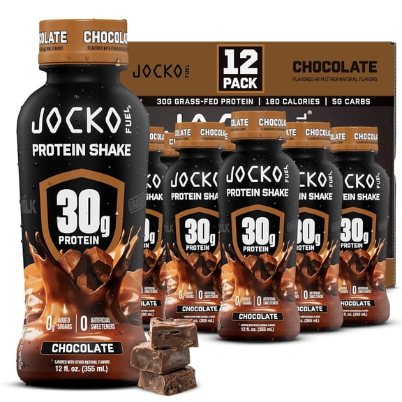 Jocko Mölk 30g Grass Fed Protein Shakes - Chocolate, Ready to Drink 12 FL Oz (Pack of 12)