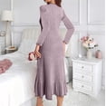 thumbnail image 6 of Bxsruta Womens Long Sleeve Midi Dress Ribbed Crew Neck Casual Pleated Dresses for Women, 6 of 6