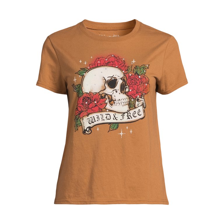 Juniors Wild and Free Graphic T-Shirt with Short Sleeves