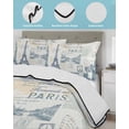 thumbnail image 3 of Twin XL Quilt Bedding Set, Eiffel Tower Reversible Summer Quilt 3 Pieces, European Architectural Retro Hand-Painted Lightweight Bedspreads Coverlets with 2 Pillow Shams for All Seasons, 3 of 5