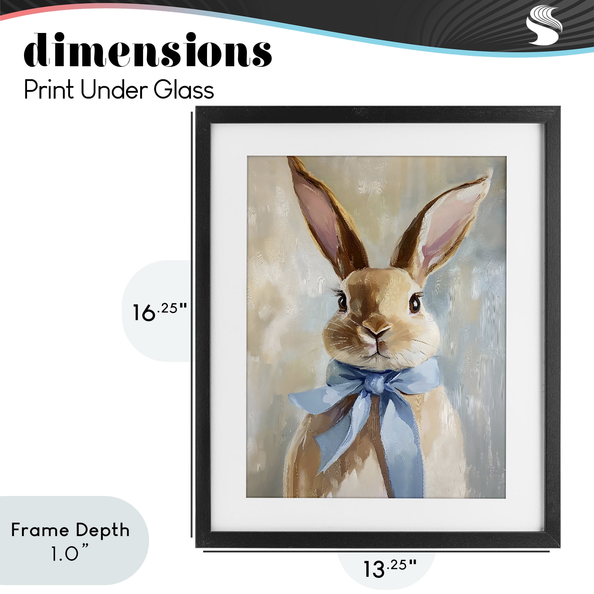 Stupell Industries Bunny with Blue Bow Black Framed Print Under Glass, design by The Prints Vibe