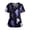 Blue #025, variant on Halloween Scrub Tops for Women Ghost Skeleton Graphic Short Sleeve Vintage Holiday Scrubs Top Castle Print V-Neck Scary Medical Scrub Shirts with Pockets 2XL