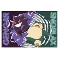 Pokemon - Gengar Snorlax Battle Wall Poster, 22.375" x 34" Framed