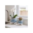thumbnail image 2 of Home Decor Flower Pots and Planters - Ceramic Plant Pots with Sculptural Ball Feet for Indoor or Outdoor Use - Decorative Pots Perfect for Patio or Garden Accent - Set of 2, 11", 8", Blue & White, 2 of 11