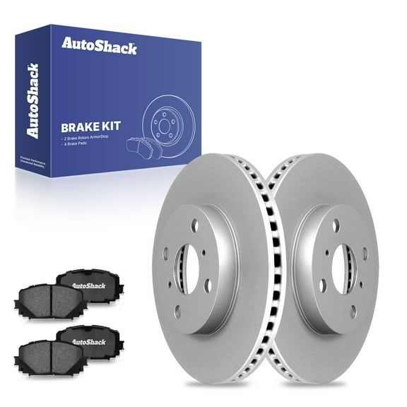 AutoShack 10.04" (255 mm) Front Vented Brake Rotors Coated   Ceramic Brake Pads | Replacement for 2012-2018 Toyota Yaris | 6-PC Brake Kit | ArmorStop
