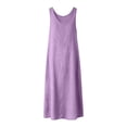 thumbnail image 7 of ClodeEU Women's V Neck Wide Strap Sleeveless Linen Maxi Dress, Casual Loose Summer Dress Purple,Women's Plus XXL, 7 of 7