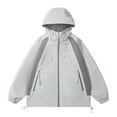 thumbnail image 1 of ShomPort Waterproof Jackets for Mens Drawstring Color Block Adjustable Windbreaker with Hooded Winter Warm Ski Coats with Pockets, 1 of 4