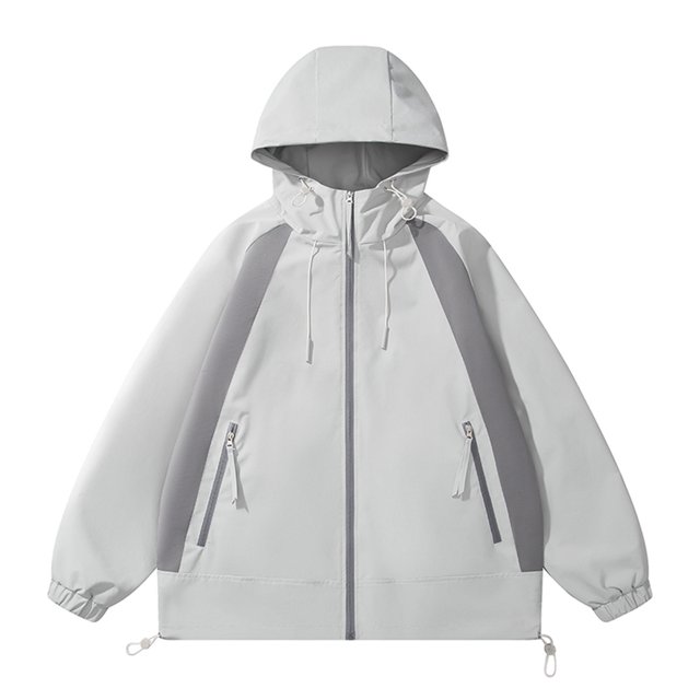 ShomPort Waterproof Jackets for Mens Drawstring Color Block Adjustable Windbreaker with Hooded Winter Warm Ski Coats with Pockets